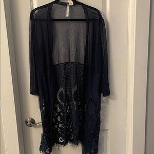 Elegant Navy Lace Cardigan